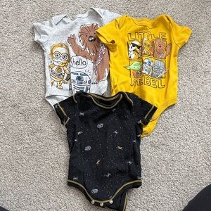 Star Wars Baby One-Piece Bodysuits - Gray, Yellow, Black
